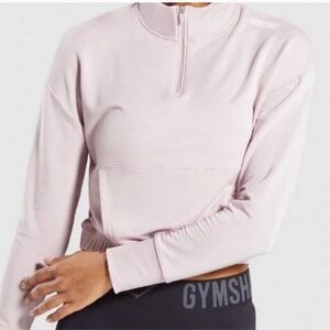 Gymshark Women's Crop Pullover Sweater in Light Pink, XL